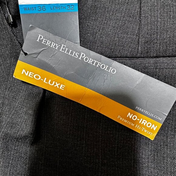 Perry Ellis Portfolio Mens Size 36 x 32 Neo-Luxe Black No-Iron Dress Pant‎ NWT - Picture 6 of 7